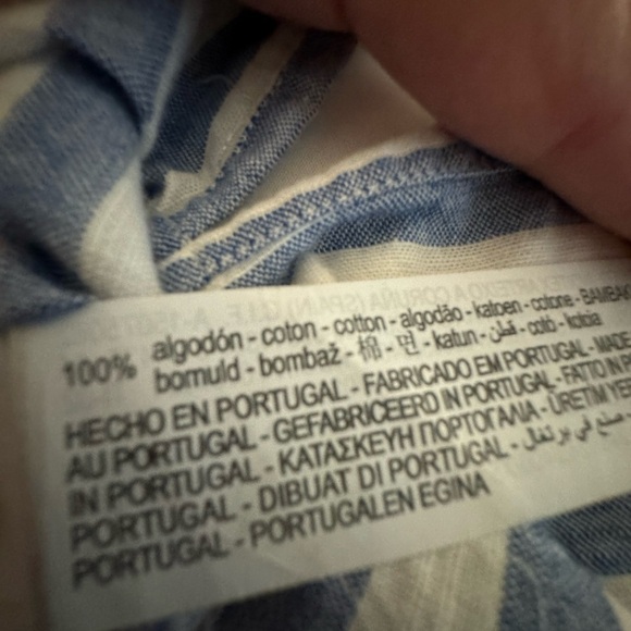 Zara Woman Denim Collection Oversized  Button Blouse Blue/White Striped - Picture 9 of 11